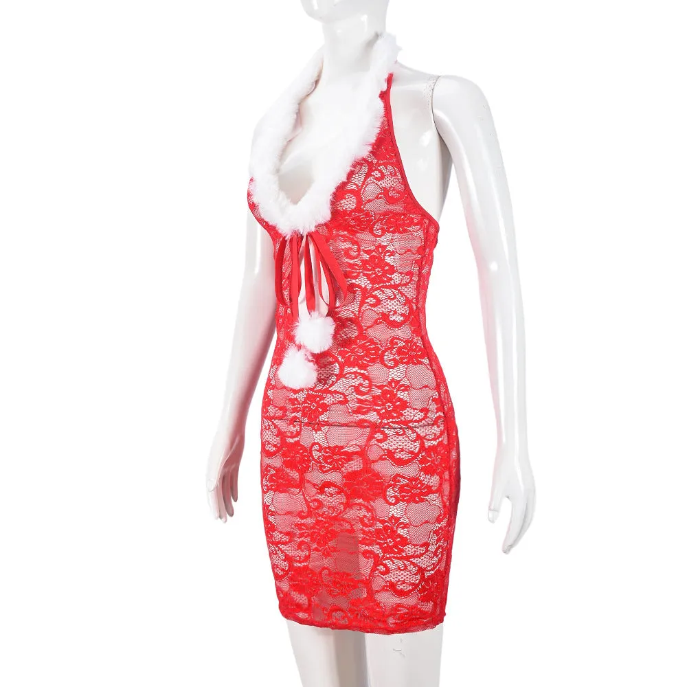 Christmas Low Cut Bodycon Mini Dress