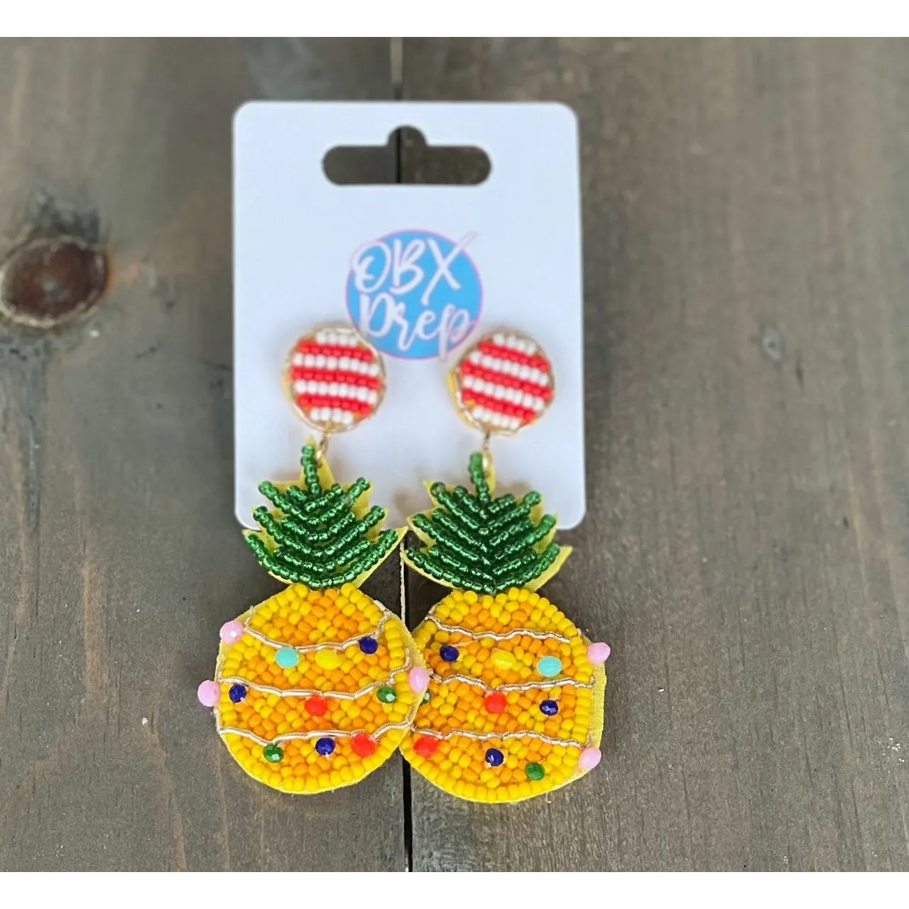 Christmas Vacation Pineapple Dangle Earrings.