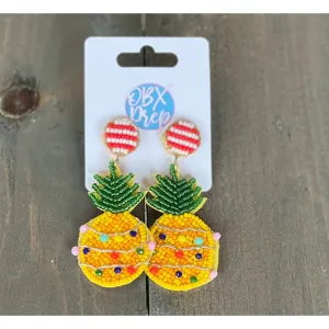 Christmas Vacation Pineapple Dangle Earrings.