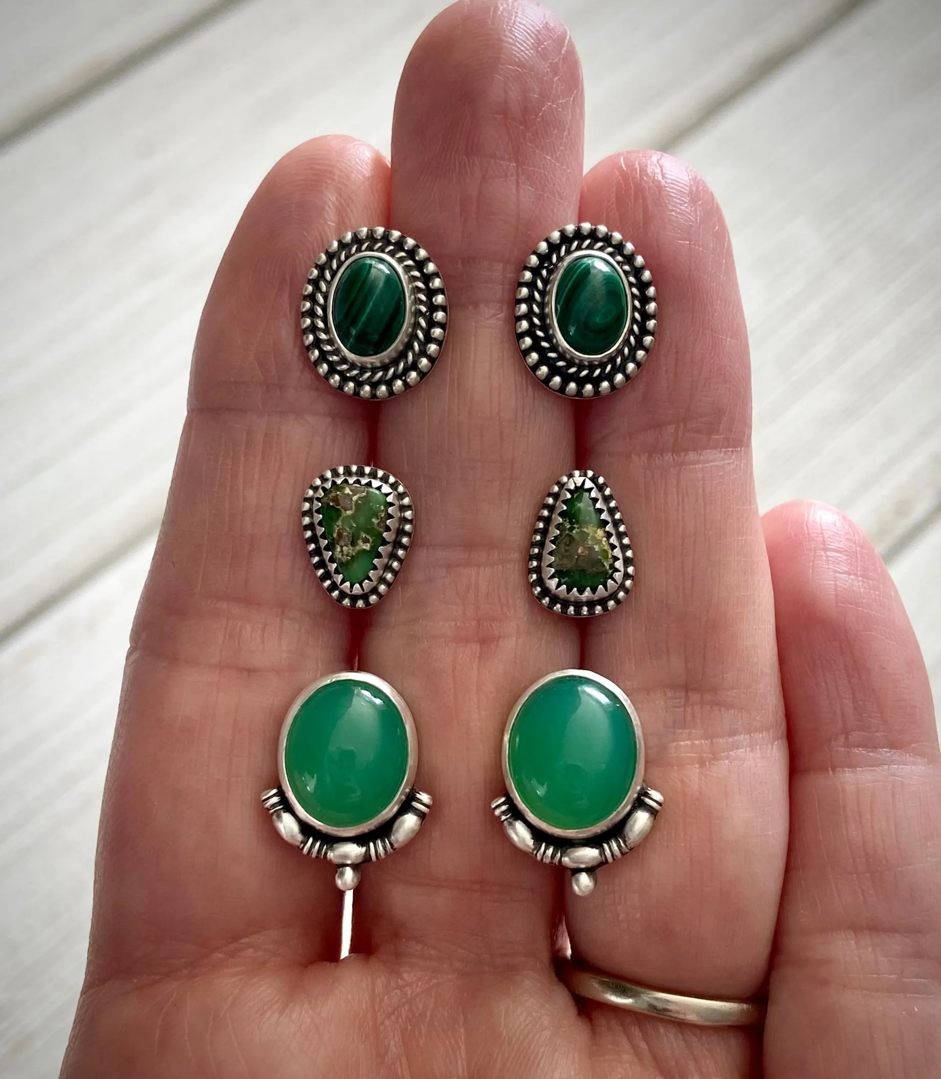 Chrysoprase Studs