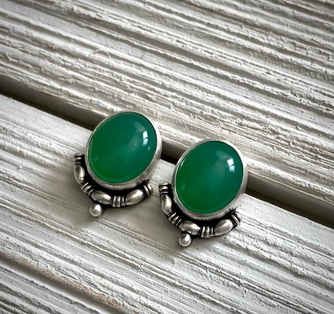 Chrysoprase Studs