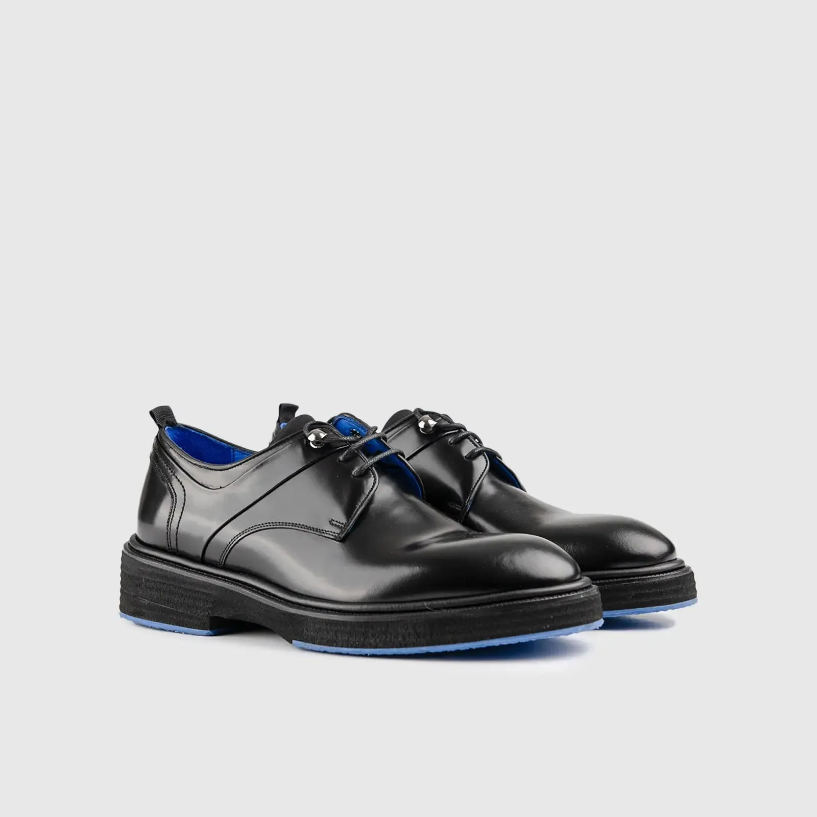 Chunky Sole Dress Oxfords Black High Shine 2317