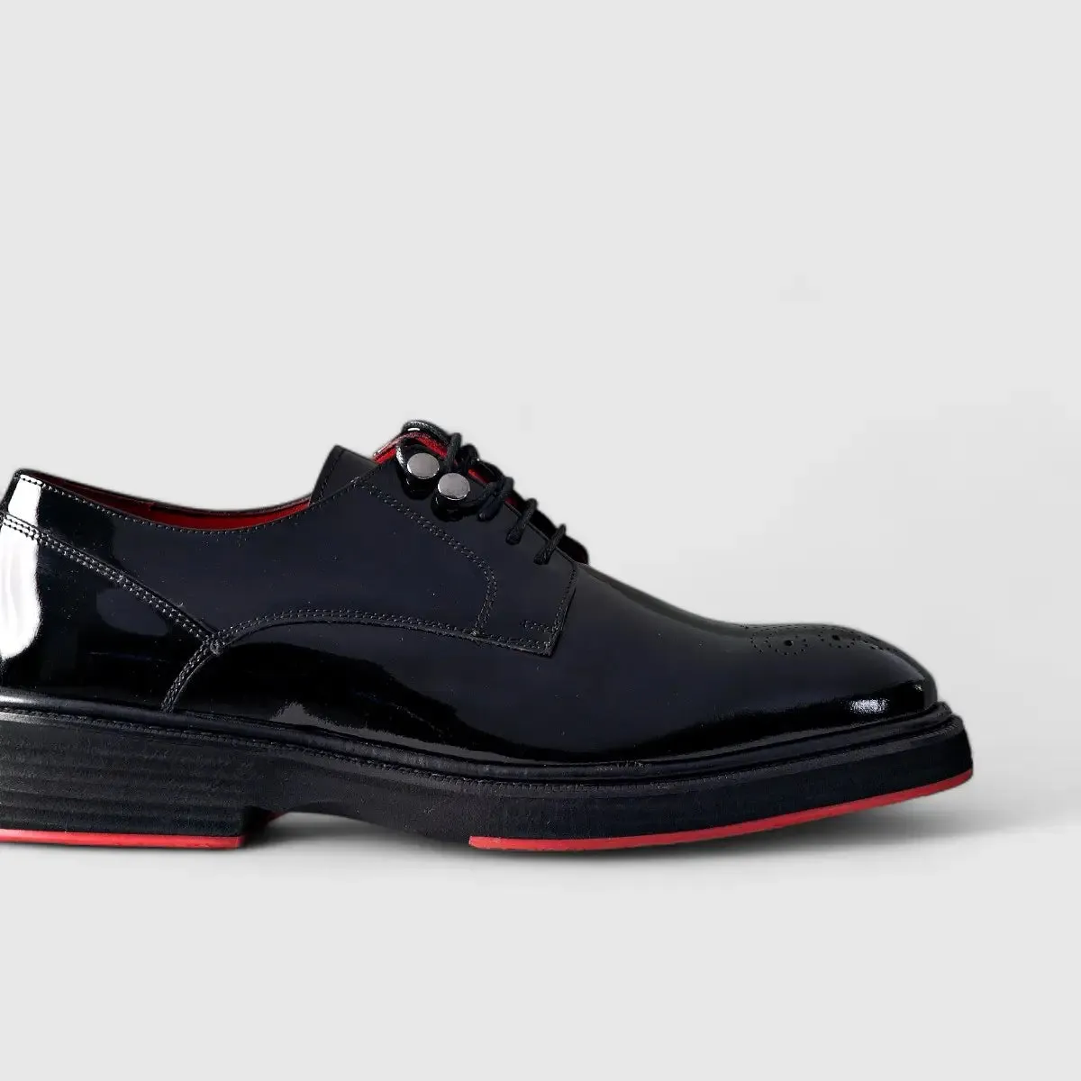 Chunky Sole Dress Oxfords Black Patent 0234 Stud