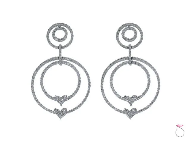 Circle Hearts 2ct Diamond Dangle Earrings in 18K Online Sale
