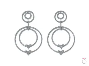 Circle Hearts 2ct Diamond Dangle Earrings in 18K Online Sale