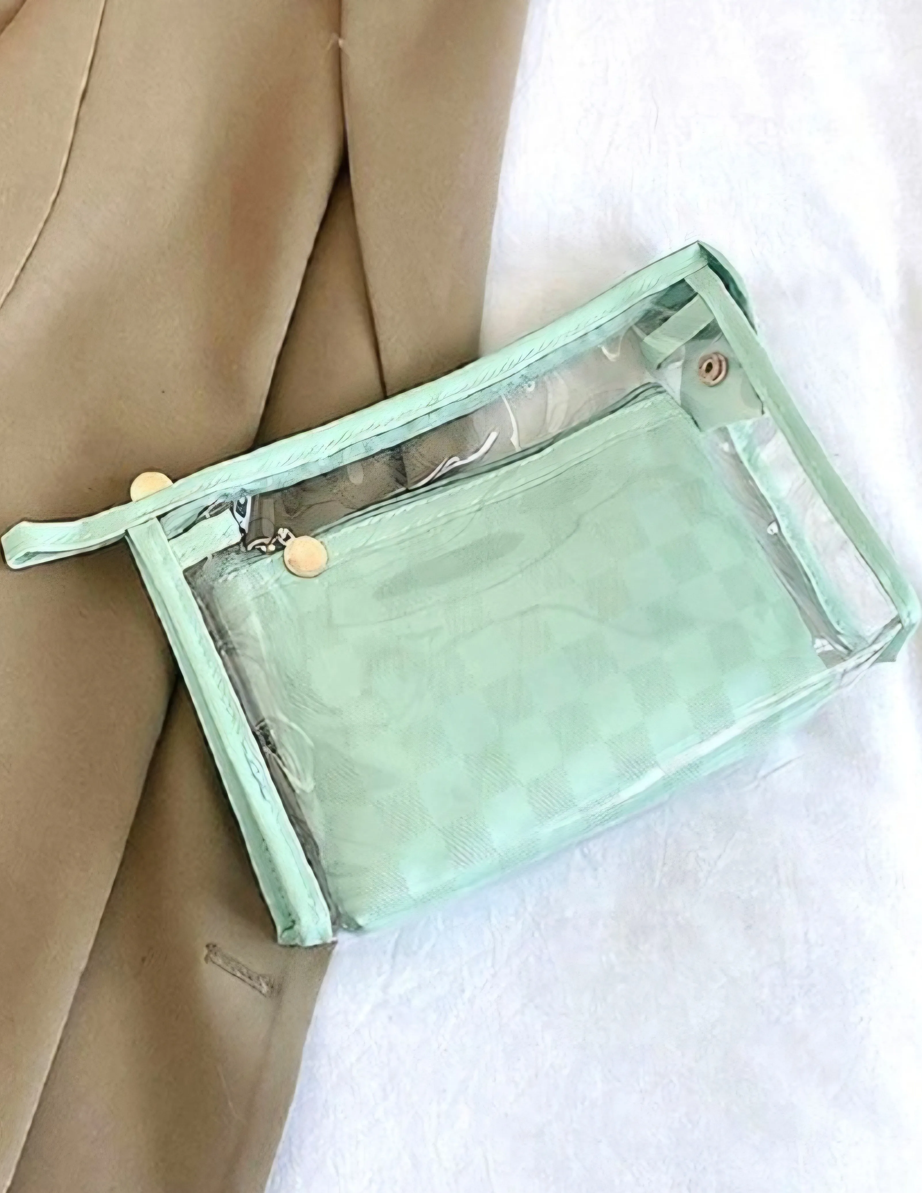 CLEAR CHECKERED TRAVEL POUCH SET (multi)