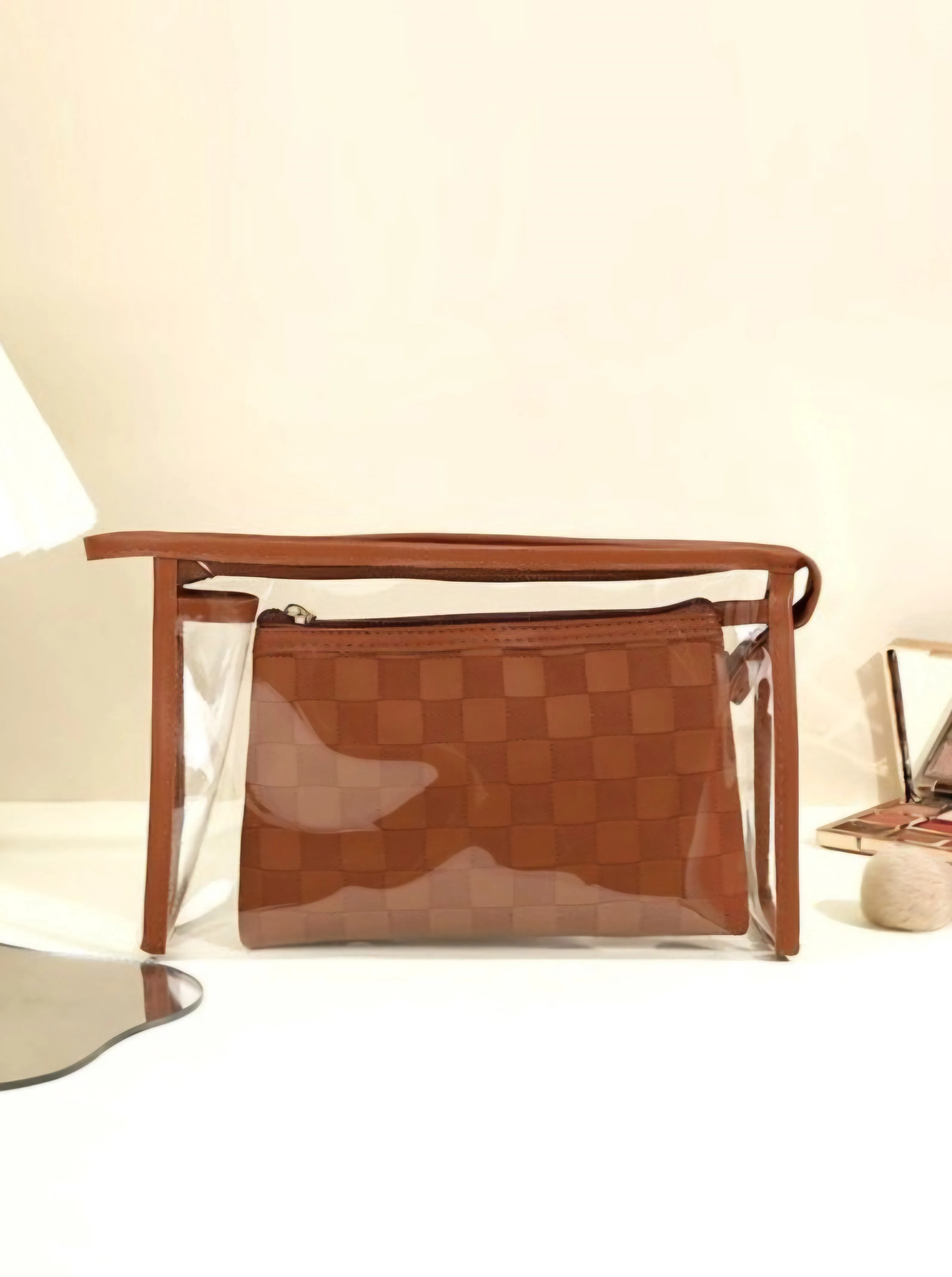 CLEAR CHECKERED TRAVEL POUCH SET (multi)