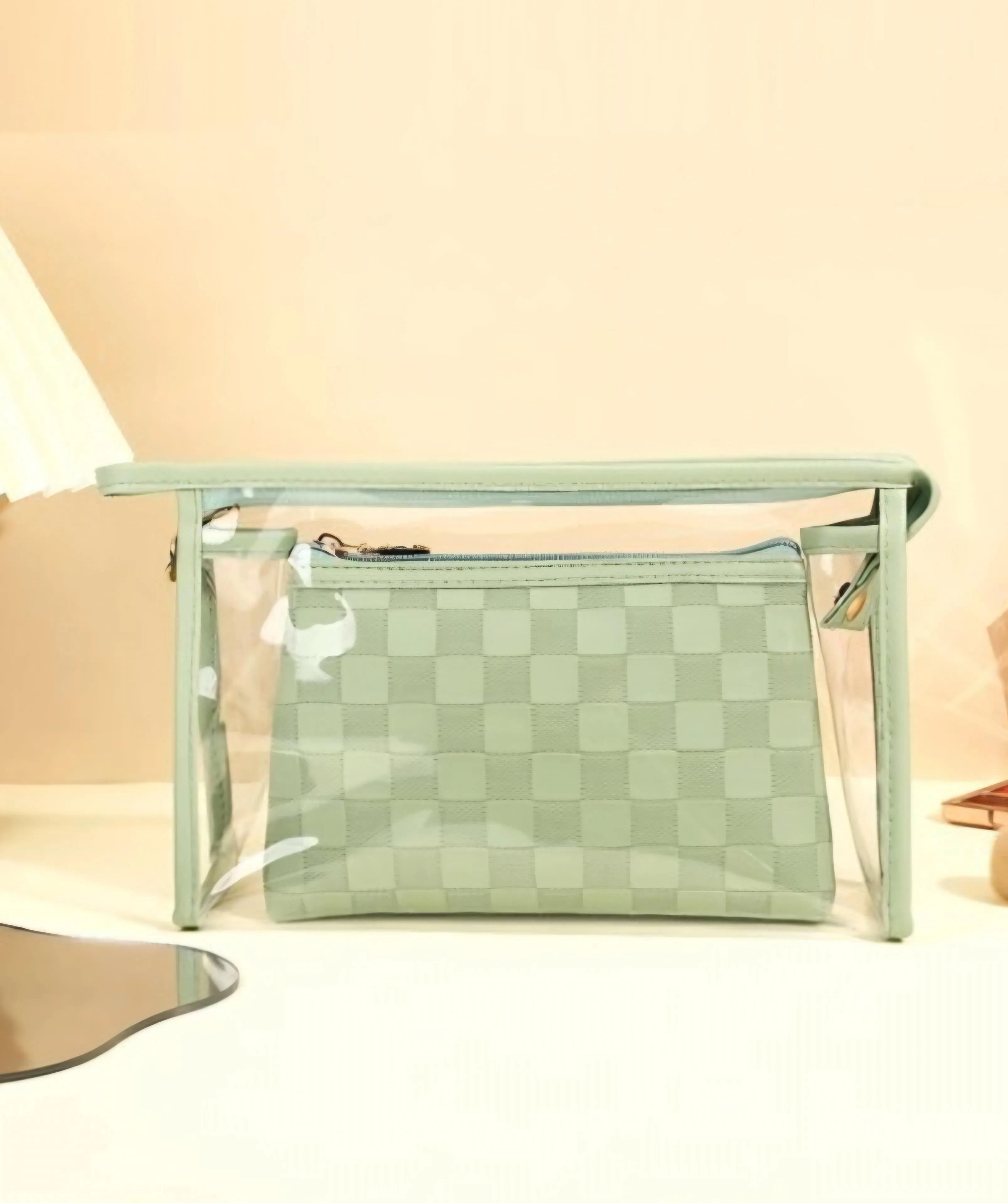 CLEAR CHECKERED TRAVEL POUCH SET (multi)