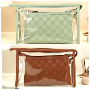 CLEAR CHECKERED TRAVEL POUCH SET (multi)
