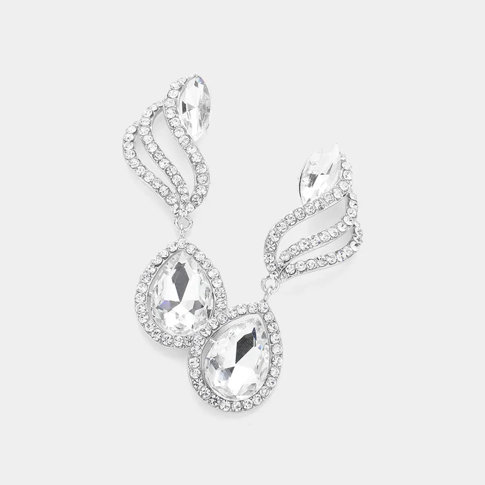 Clear Multi Stone Dangle Earrings  | Clear Multi Stone Drop Earrings |  633970