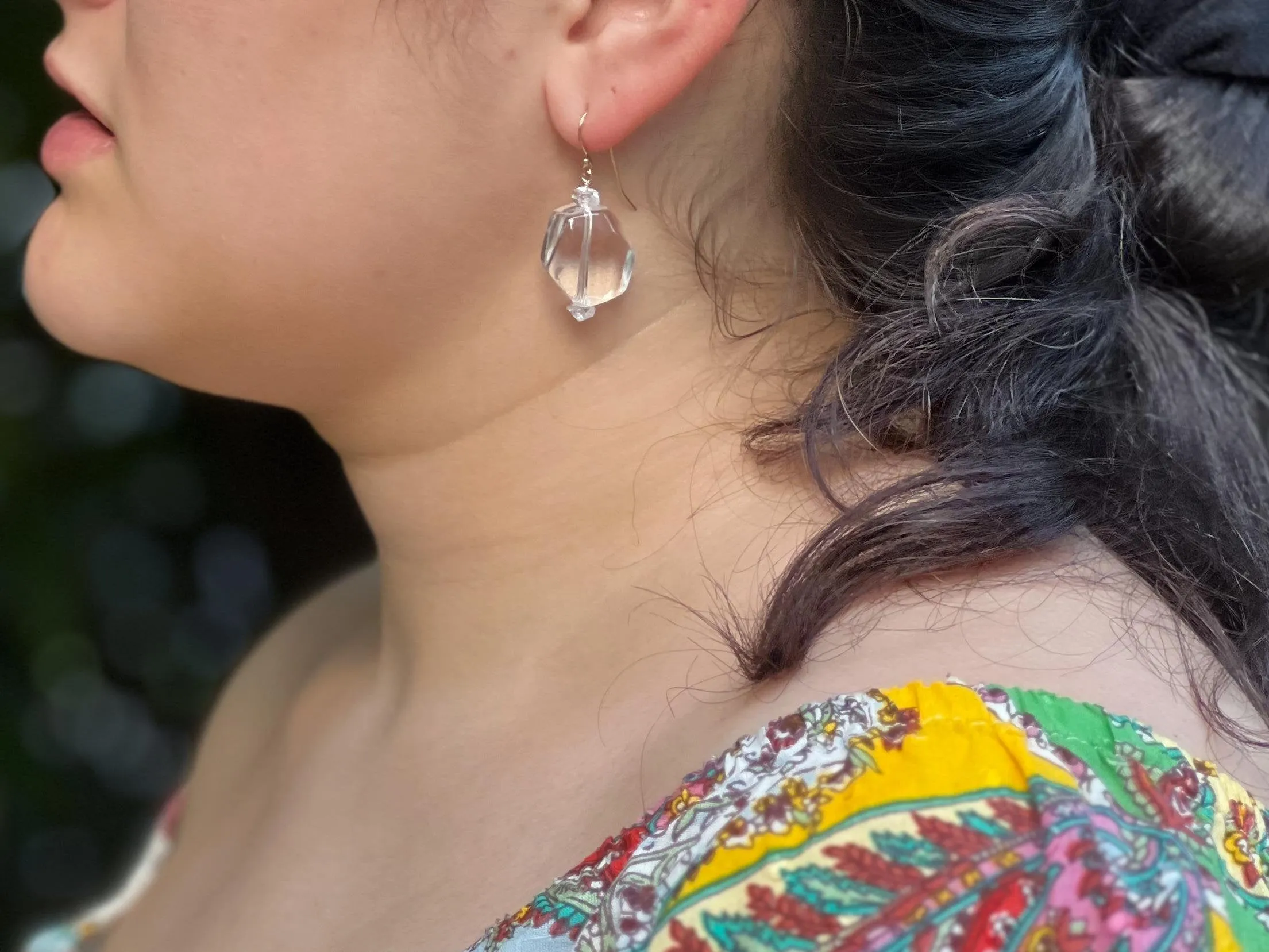 Clear Quartz Drop Earrings with Herkimer Diamond Accents, Gemstone Earrings, Gift for Her, Boho Style, Handmade, Everyday Earrings