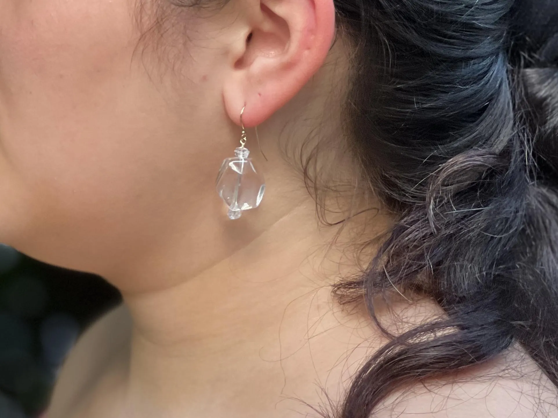 Clear Quartz Drop Earrings with Herkimer Diamond Accents, Gemstone Earrings, Gift for Her, Boho Style, Handmade, Everyday Earrings
