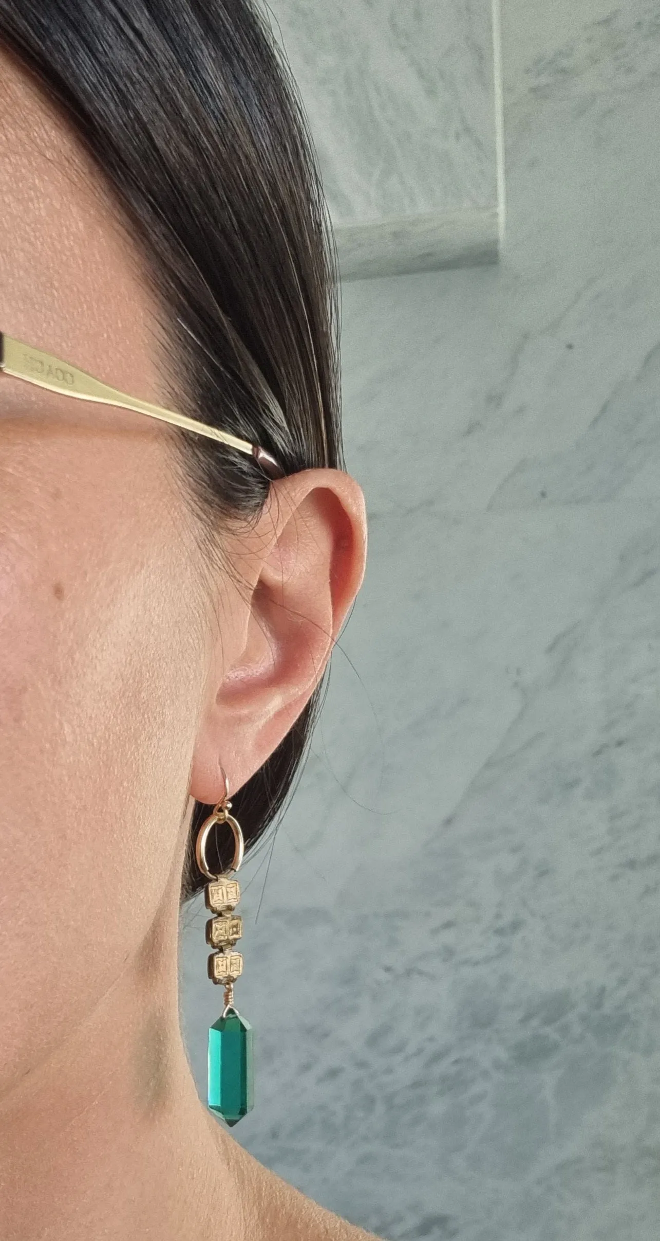 Cleopatra in Shanghai | green quartz long earrings