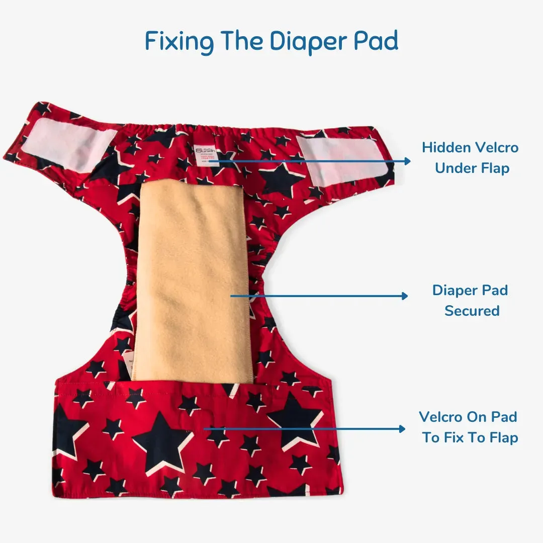 Cloth Diaper | Super Star | Velcro Closure | Wrap On Style | With 2 Diaper Pads Free