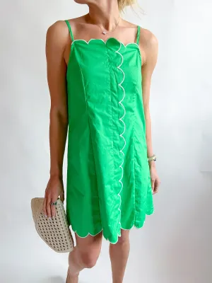 Contrast Scallop Mini Dress