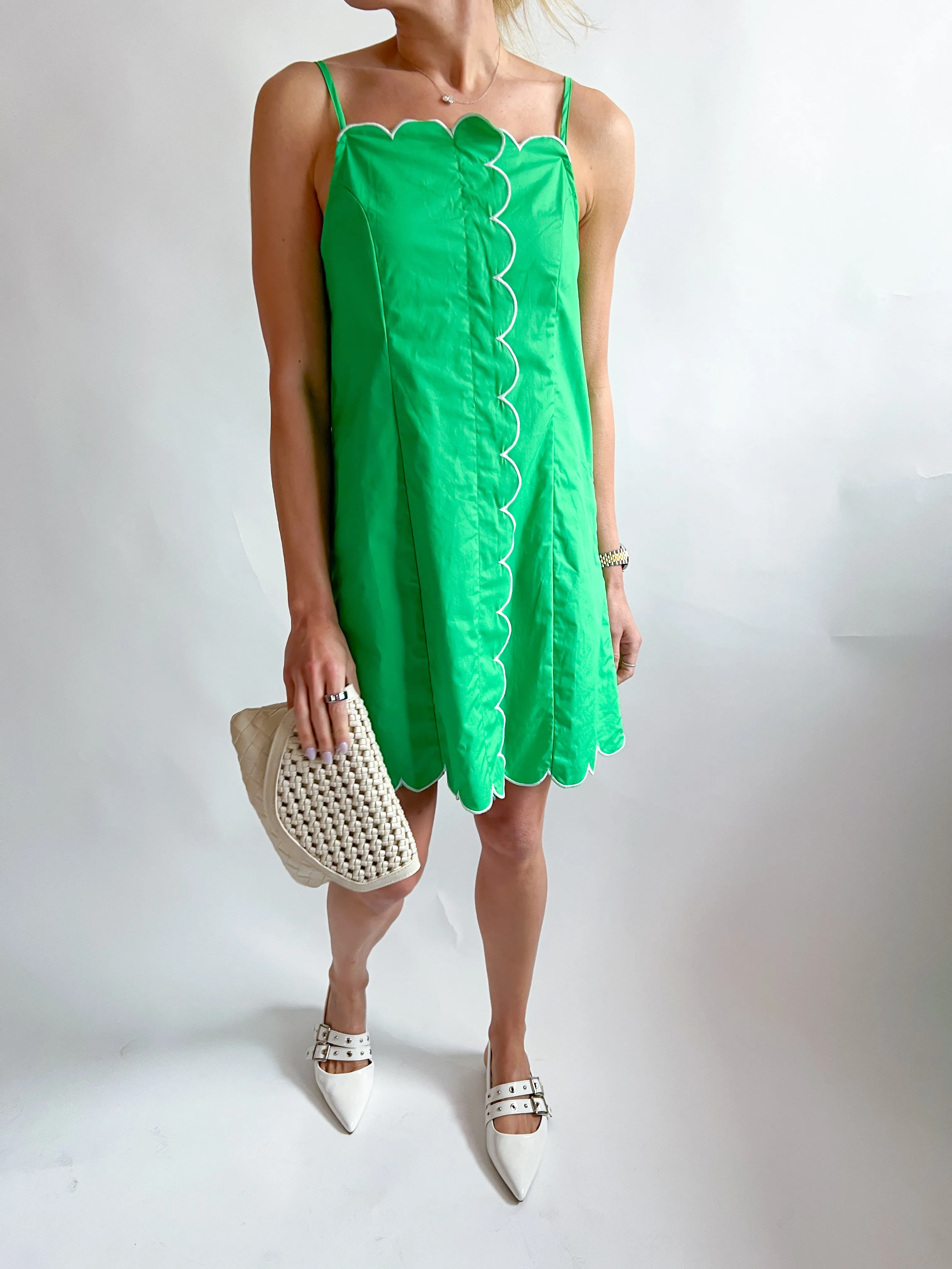 Contrast Scallop Mini Dress