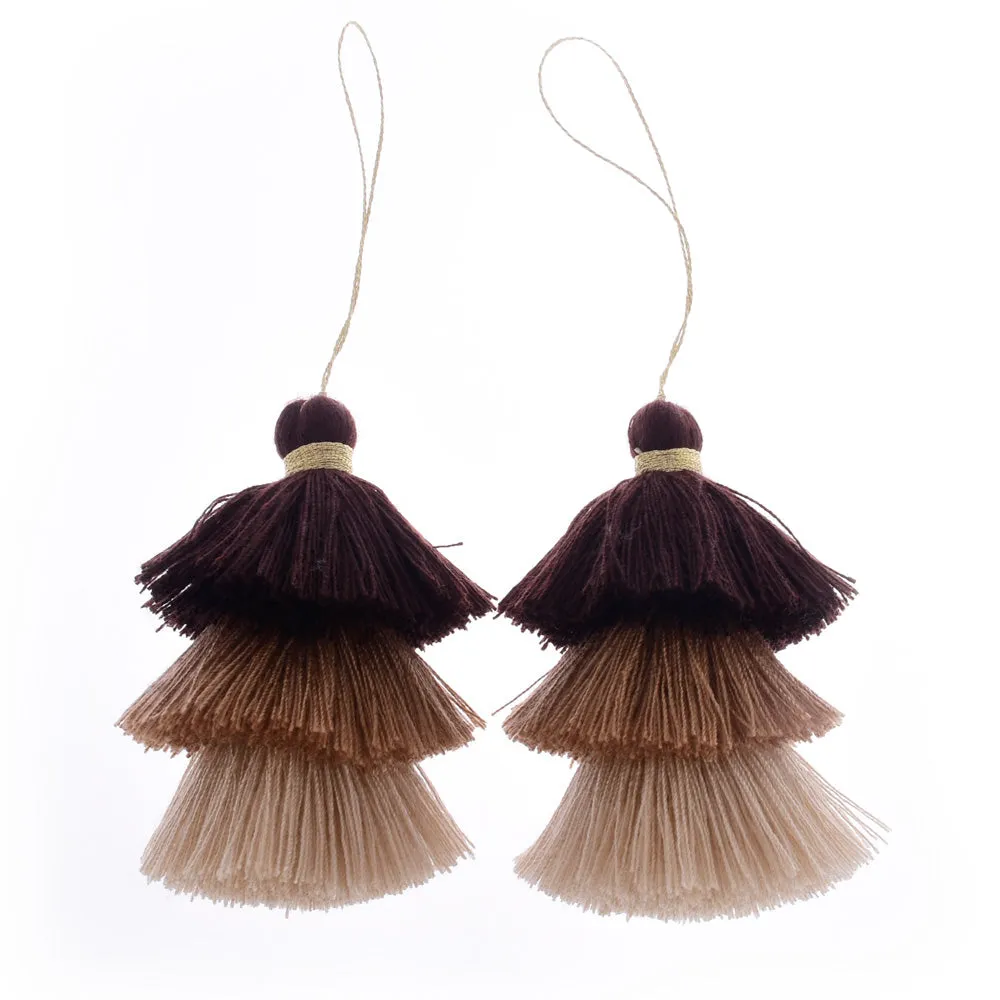 Cotton Tiered Tassel Three Tier Jewelry Tassels Quality Fashion Tassel Stack Necklace Earrings,2pcs/lot