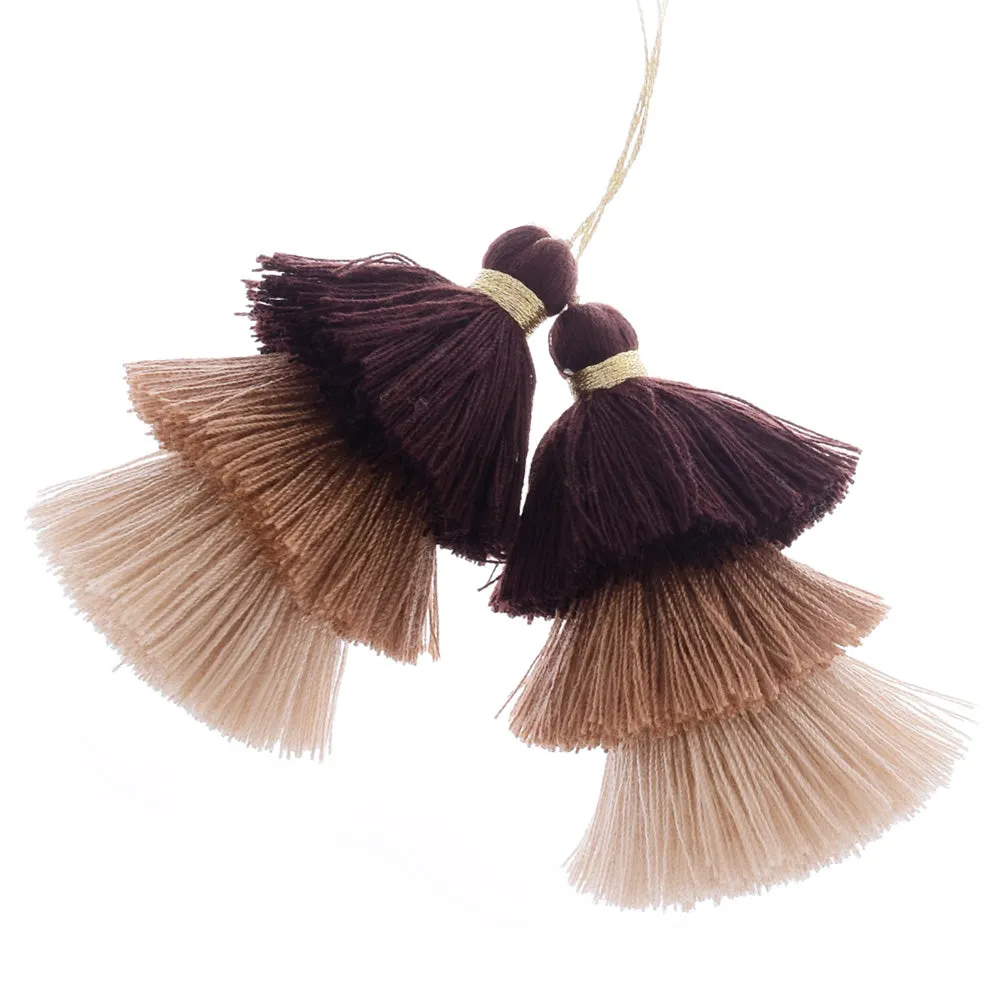 Cotton Tiered Tassel Three Tier Jewelry Tassels Quality Fashion Tassel Stack Necklace Earrings,2pcs/lot