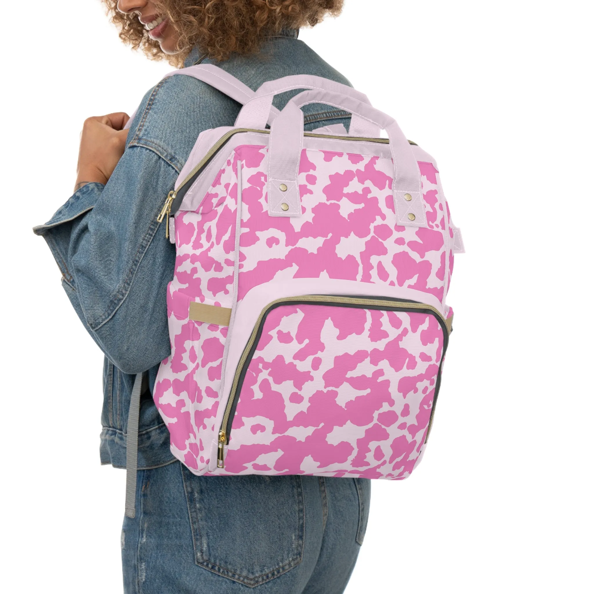 Cowhide Diaper Backpack - Chic & Durable Baby Bag with Genuine Cowhide Patterns, Perfect for Stylish Parents