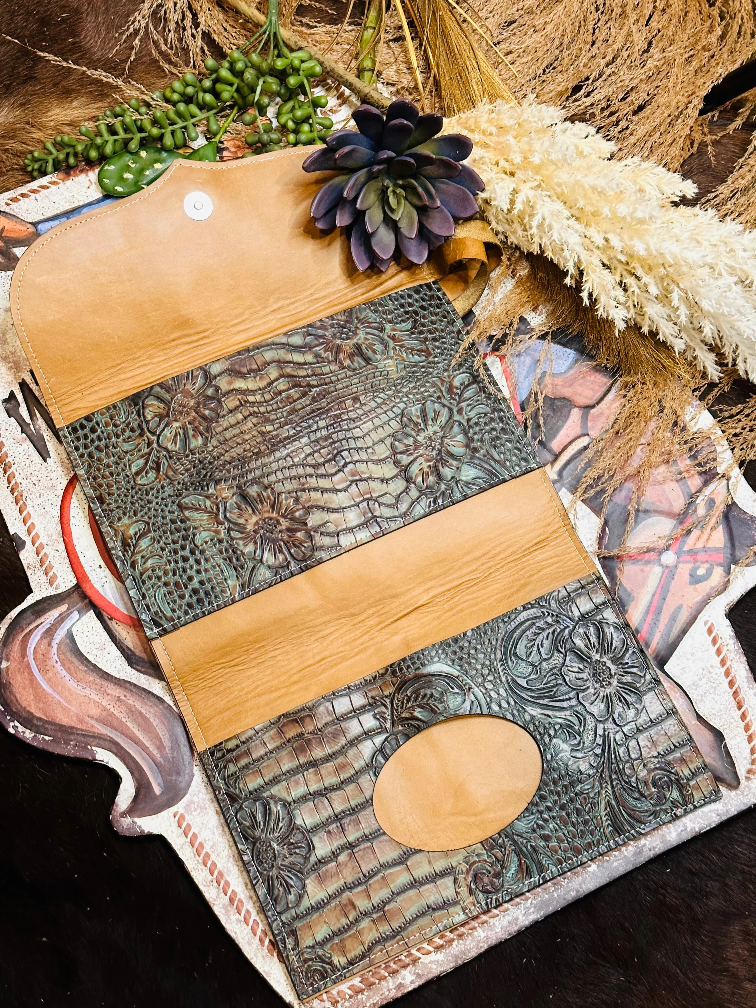 Cowhide Diaper Clutch