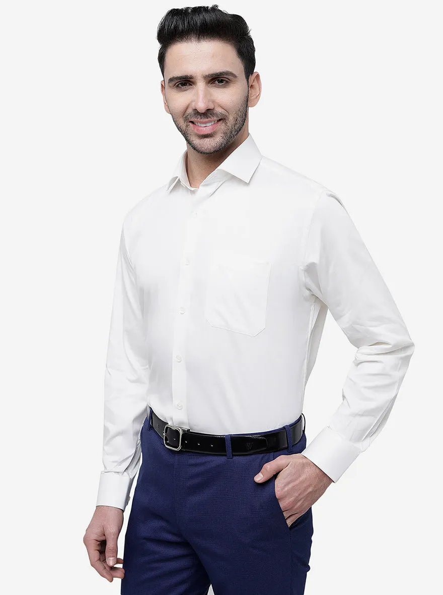 Cream Solid Regular Fit Formal Shirt | JadeBlue