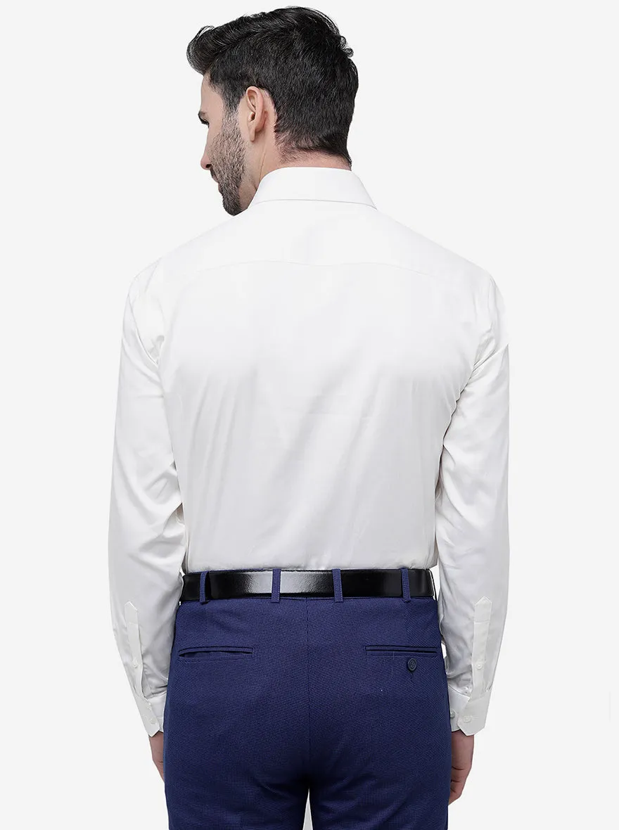 Cream Solid Regular Fit Formal Shirt | JadeBlue