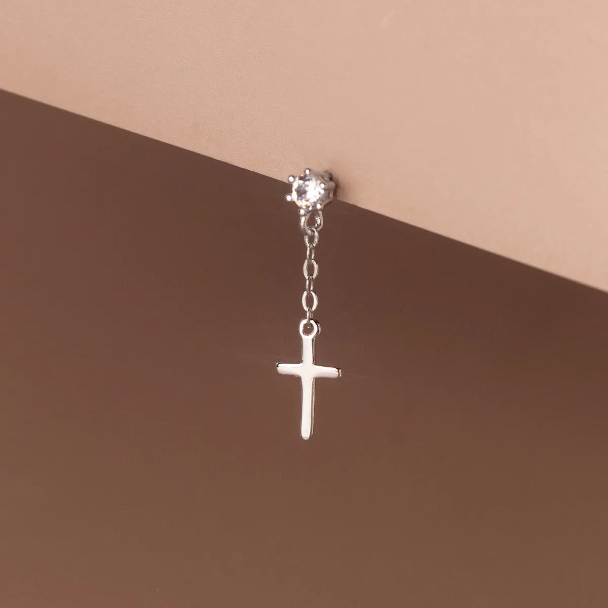 Cross Drop Studs Earrings- SS086