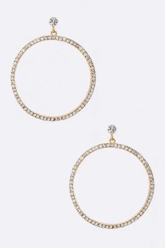 Crystal Circle Drop Earrings