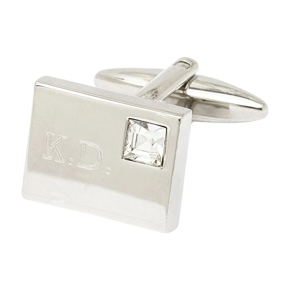 Crystal Cufflinks Personalised With Engraved Initials