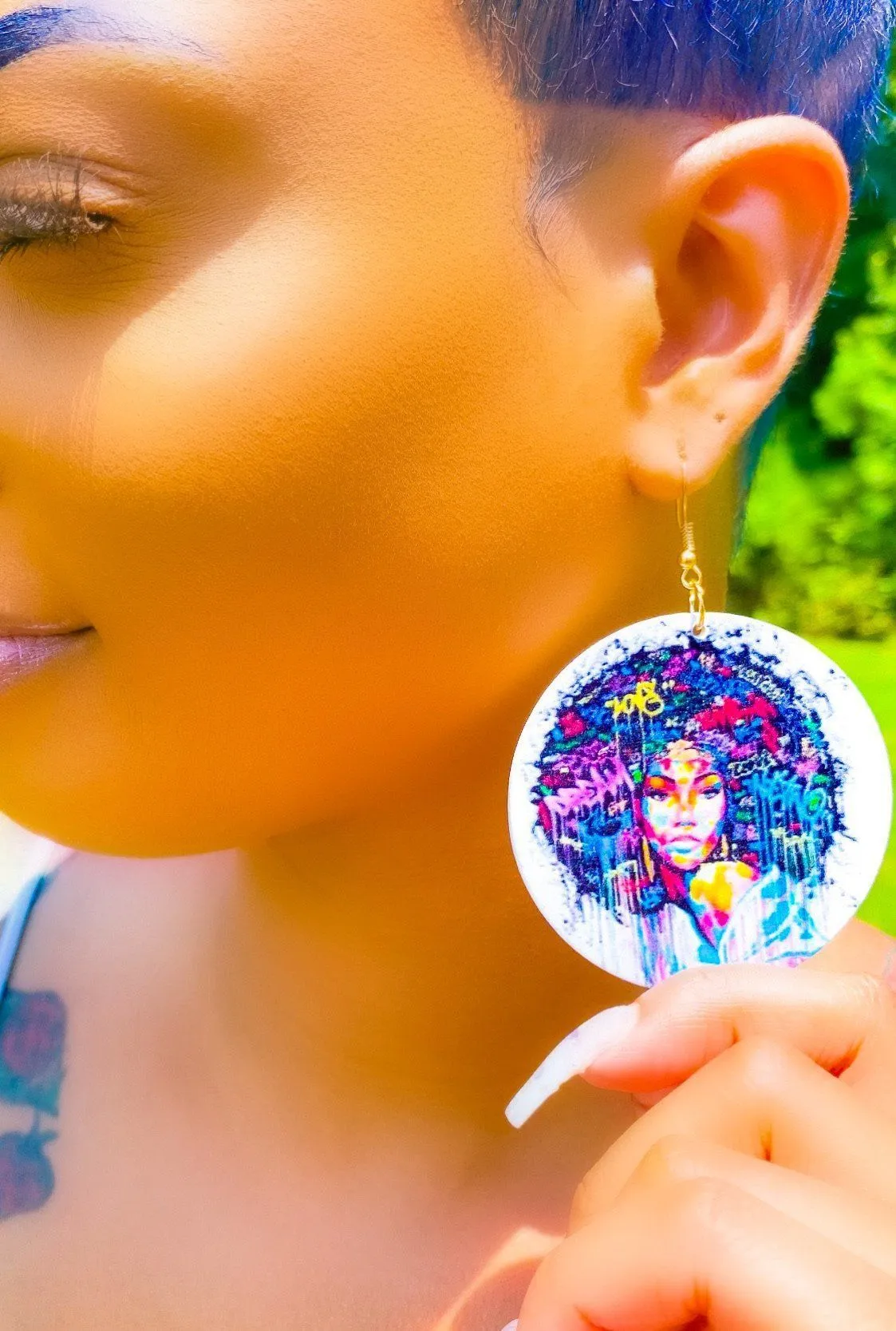 Cultural Hoop Drop Earrings - Handmade Wood Statement Jewelry with Lifetime Guarantee