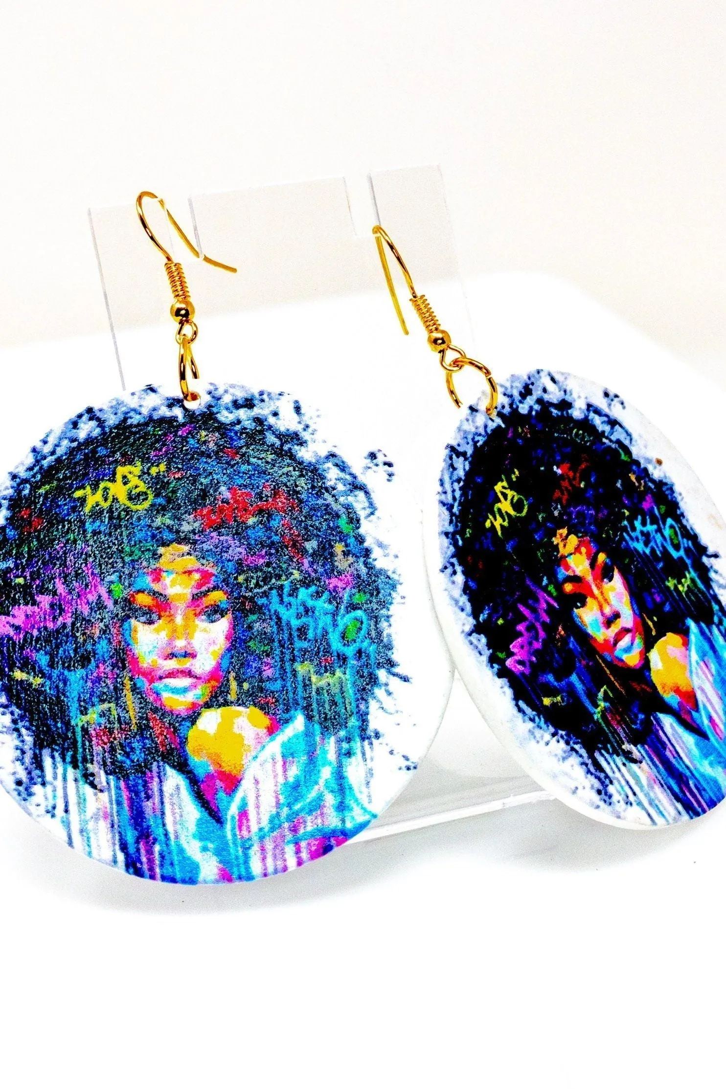 Cultural Hoop Drop Earrings - Handmade Wood Statement Jewelry with Lifetime Guarantee