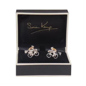Cyclist Silver & Gold Cufflinks