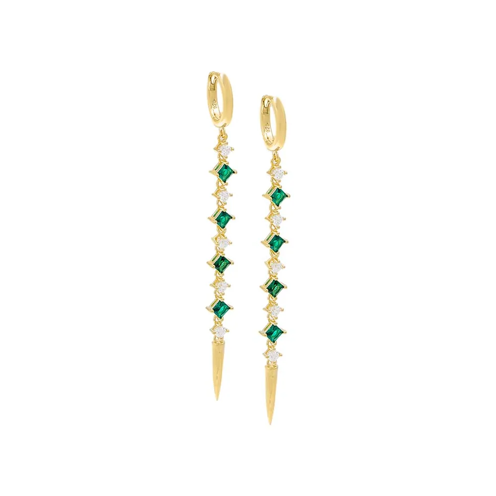 CZ Drop Down Spike Huggie Earring