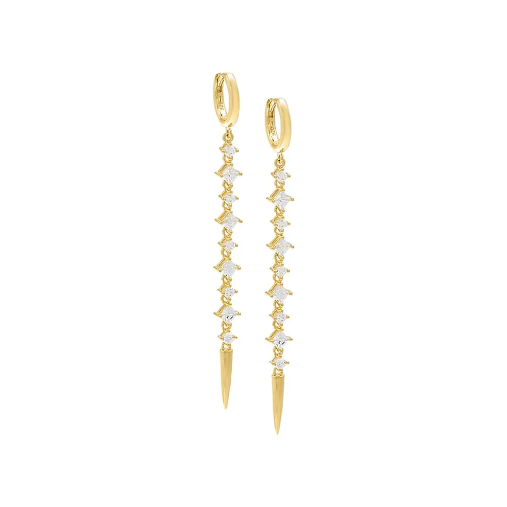 CZ Drop Down Spike Huggie Earring