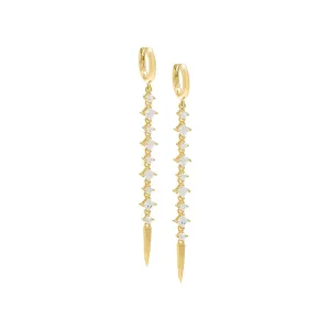 CZ Drop Down Spike Huggie Earring