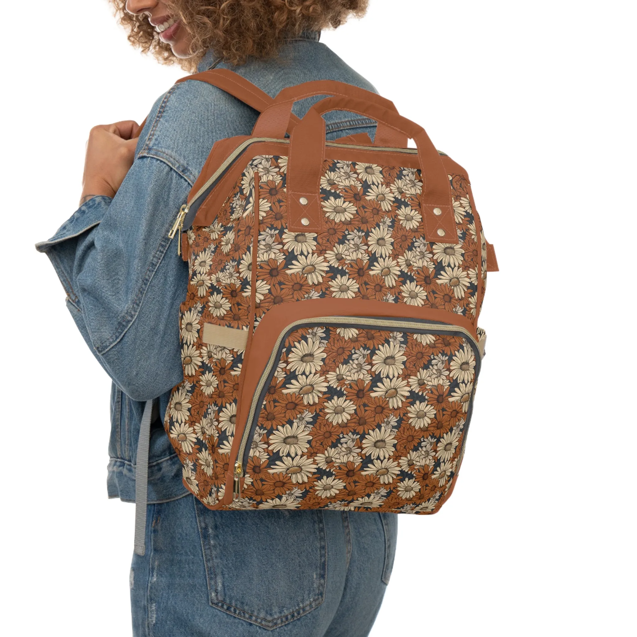 Daisy Diaper Backpack - Charming & Multifunctional Baby Bag with Daisy Patterns, Perfect for Nature-Loving Parents