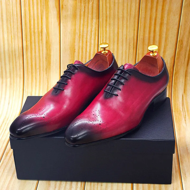 Daniel Shoes Italian Mens Dress Shoes Genuine Leather Blue Purple Oxfords Men Wedding Shoes Party Whole Cut Formal Shoes for Men