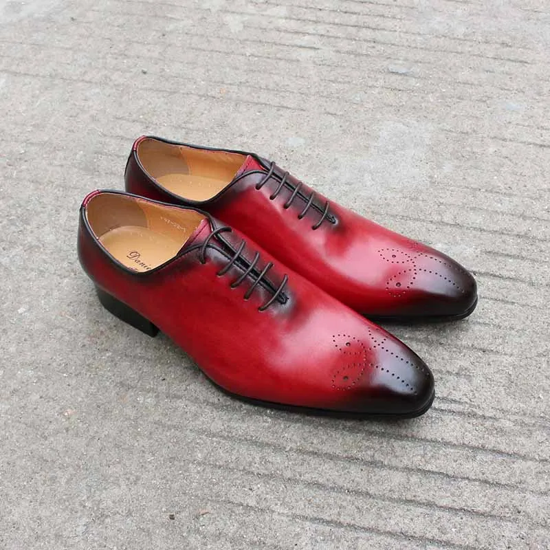 Daniel Shoes Italian Mens Dress Shoes Genuine Leather Blue Purple Oxfords Men Wedding Shoes Party Whole Cut Formal Shoes for Men