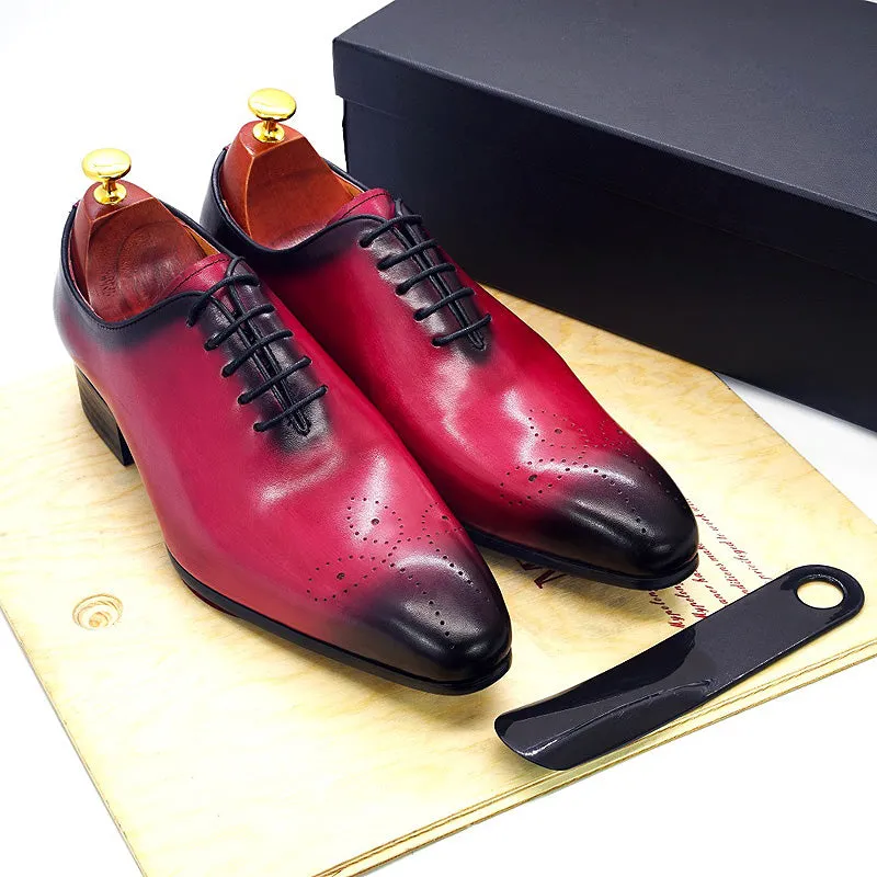 Daniel Shoes Italian Mens Dress Shoes Genuine Leather Blue Purple Oxfords Men Wedding Shoes Party Whole Cut Formal Shoes for Men