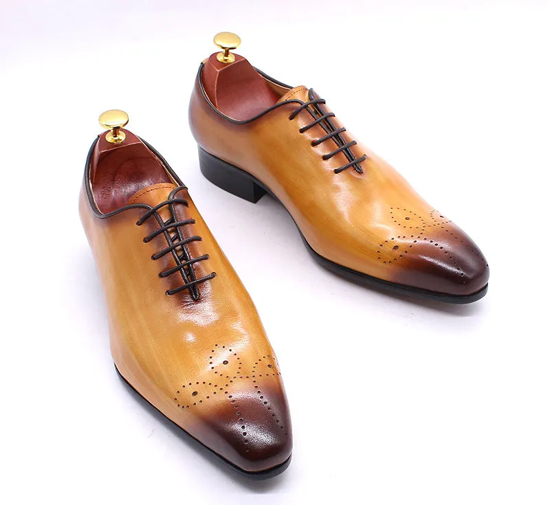 Daniel Shoes Italian Mens Dress Shoes Genuine Leather Blue Purple Oxfords Men Wedding Shoes Party Whole Cut Formal Shoes for Men