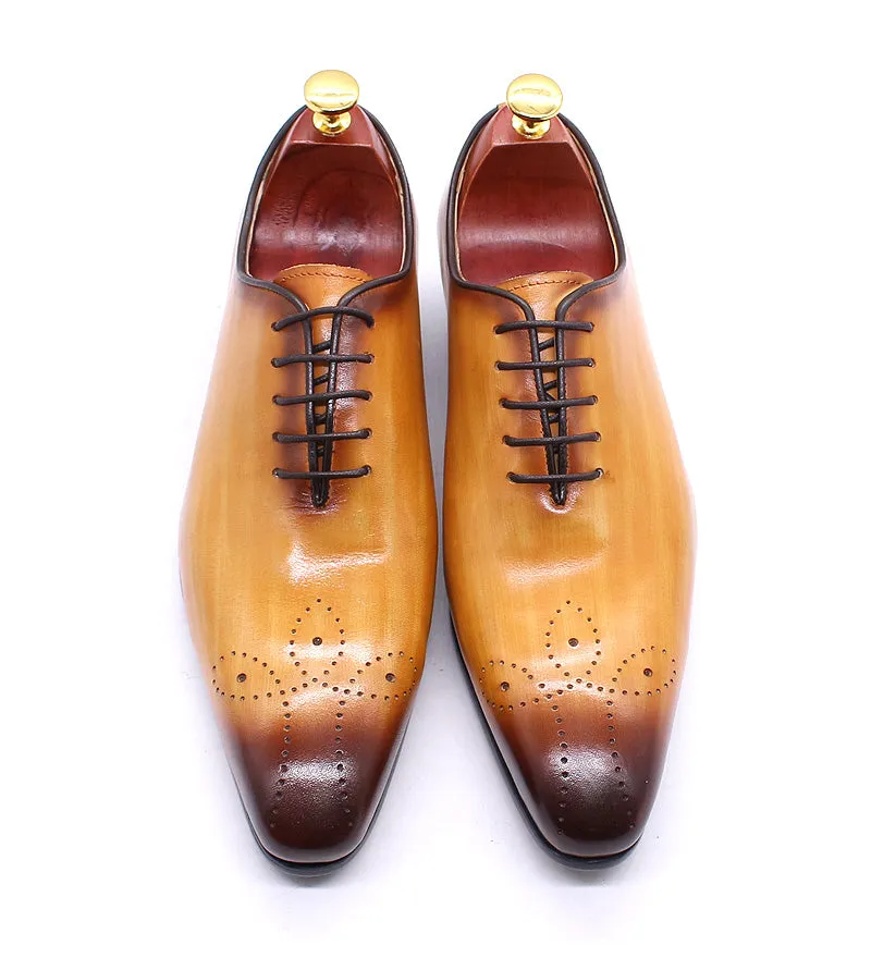 Daniel Shoes Italian Mens Dress Shoes Genuine Leather Blue Purple Oxfords Men Wedding Shoes Party Whole Cut Formal Shoes for Men