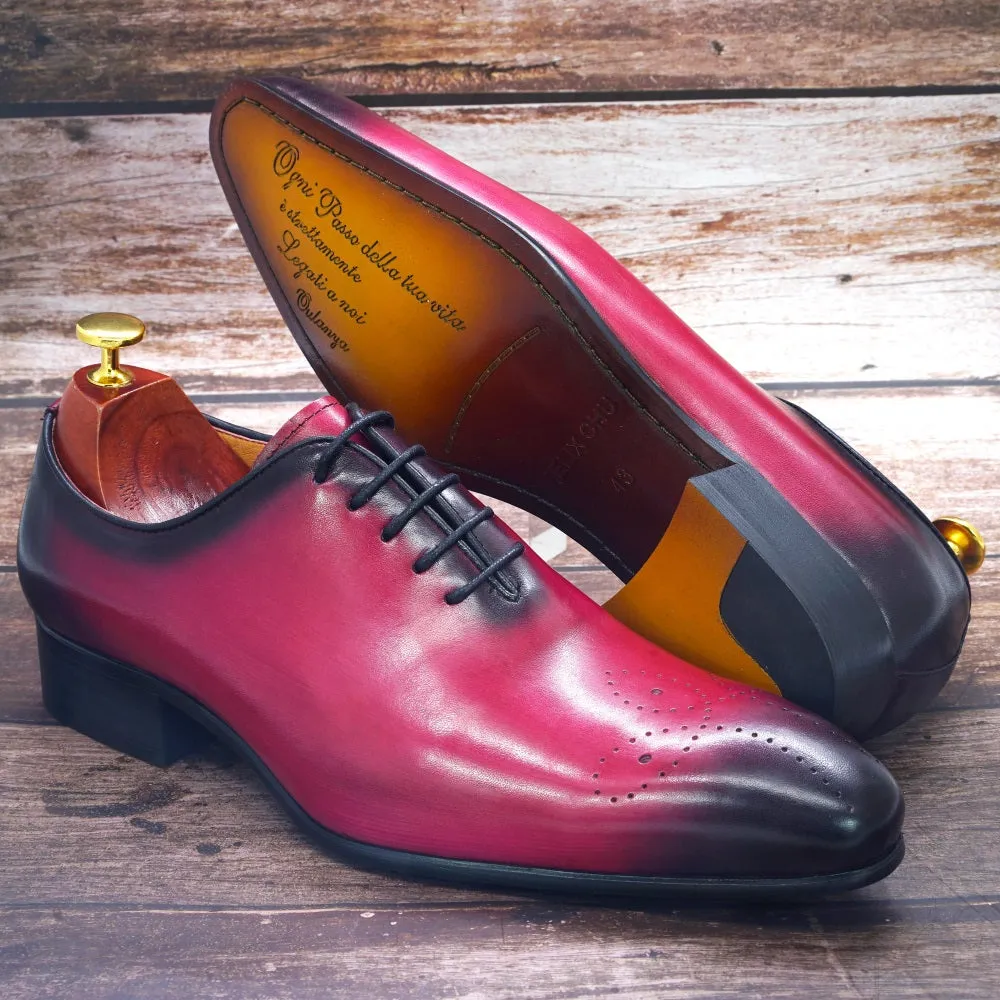 Daniel Shoes Italian Mens Dress Shoes Genuine Leather Blue Purple Oxfords Men Wedding Shoes Party Whole Cut Formal Shoes for Men