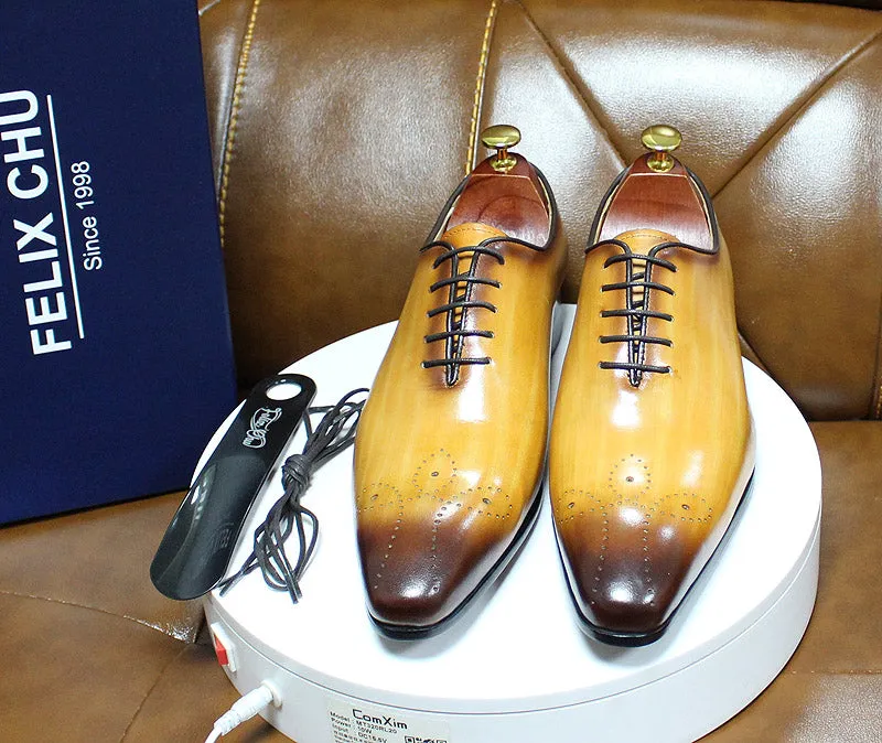 Daniel Shoes Italian Mens Dress Shoes Genuine Leather Blue Purple Oxfords Men Wedding Shoes Party Whole Cut Formal Shoes for Men