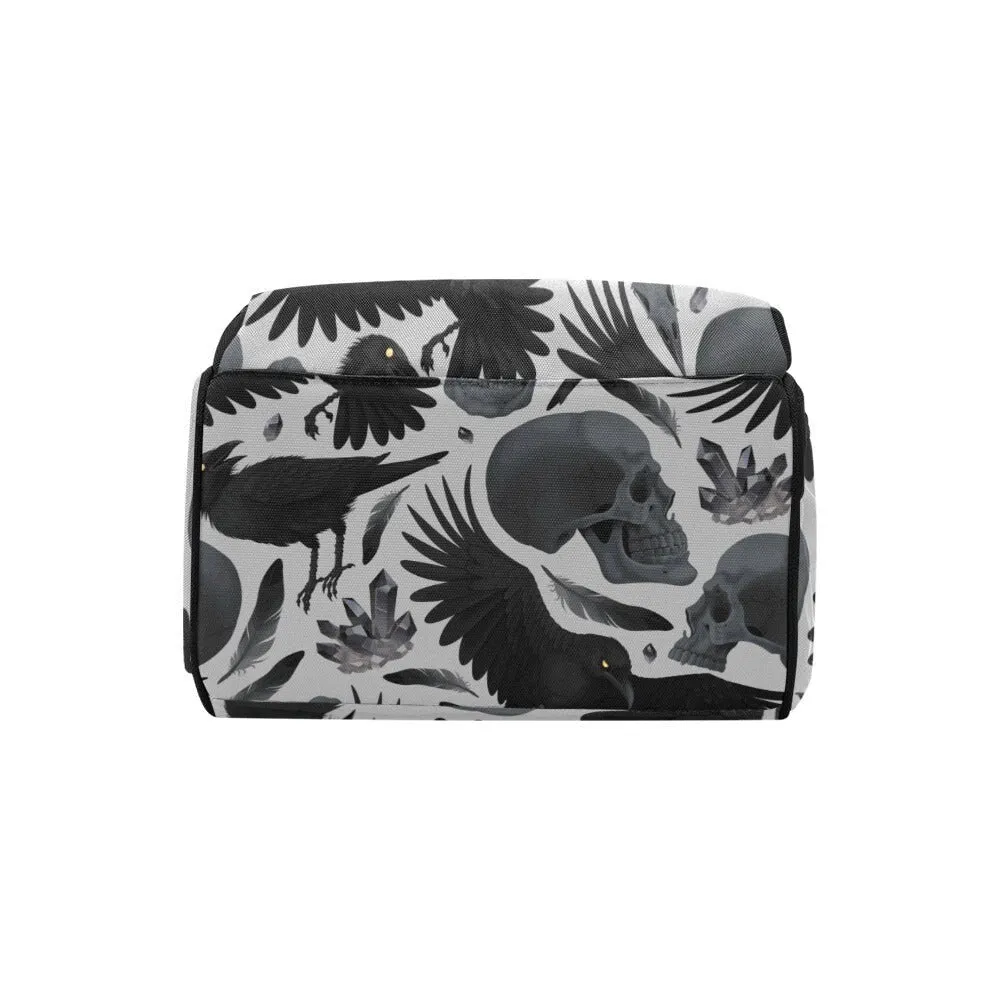 Dark Crow Diaper Bag Backpack, Organized Baby Bag, Witchy Raven Giant Mom Bag, Mommy Diaper Bag, Goth Mom baby packing bag