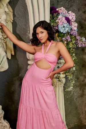 Day dreams pink halter tie up maxi dress