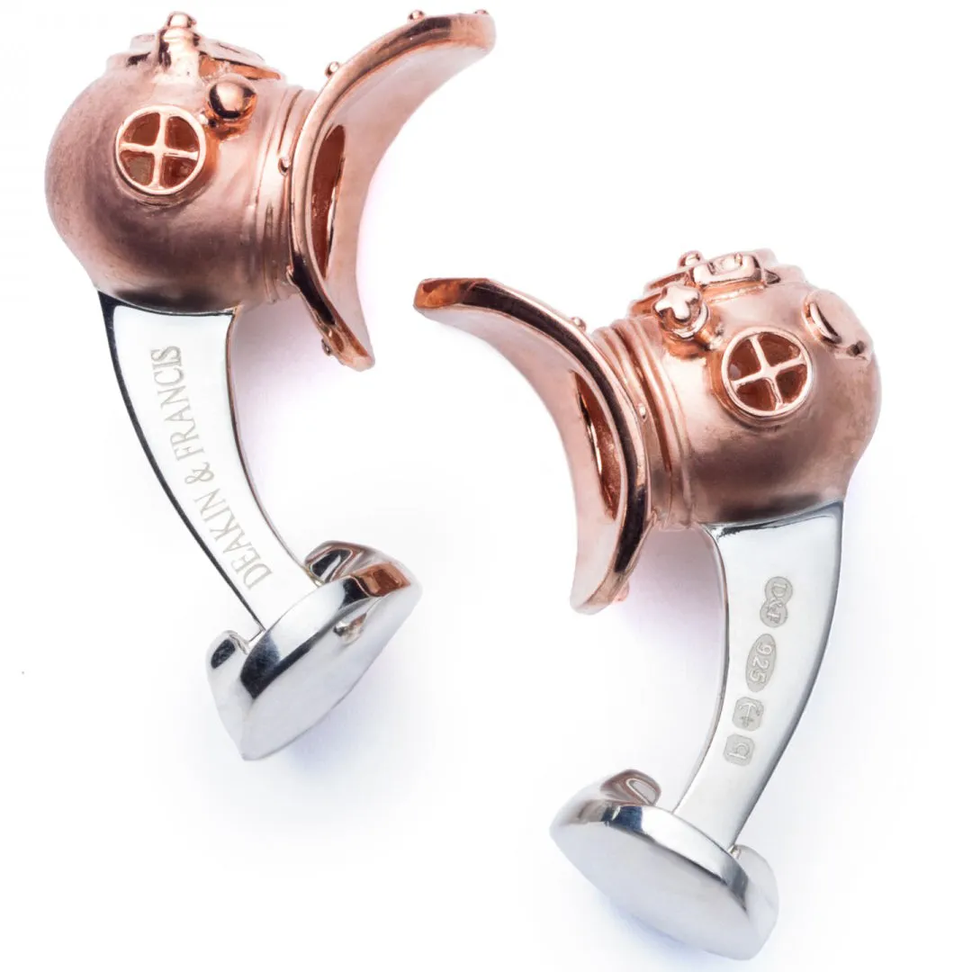 Deakin and Francis Diving Helmet in Rose Gold Cufflinks