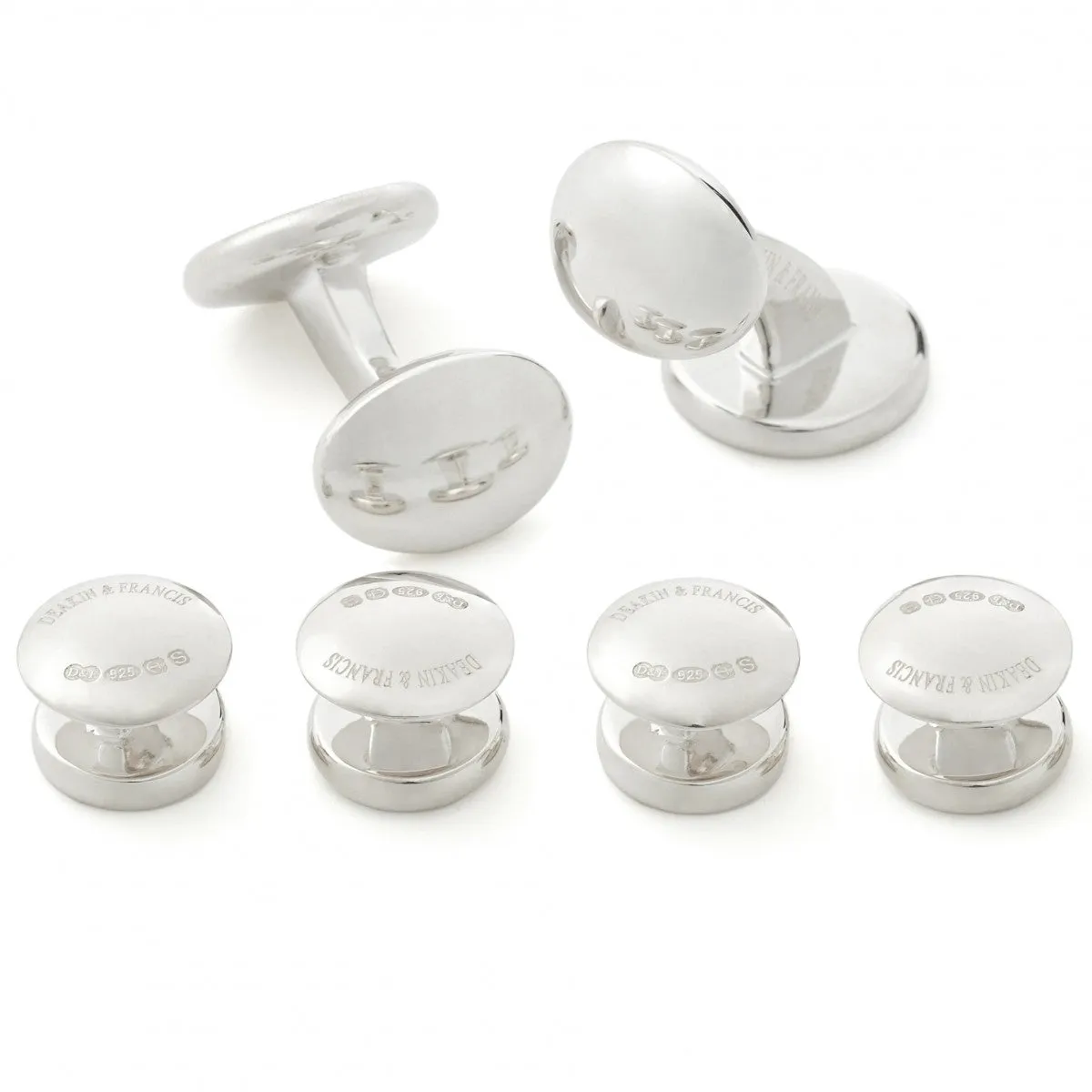 Deakin and Francis Sterling Silver with Black Onyx and Diamond Cufflinks and Stud Set