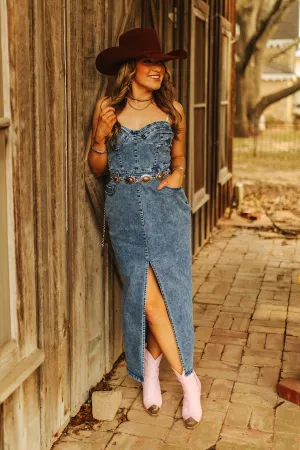 Denim Strapless Maxi Dress
