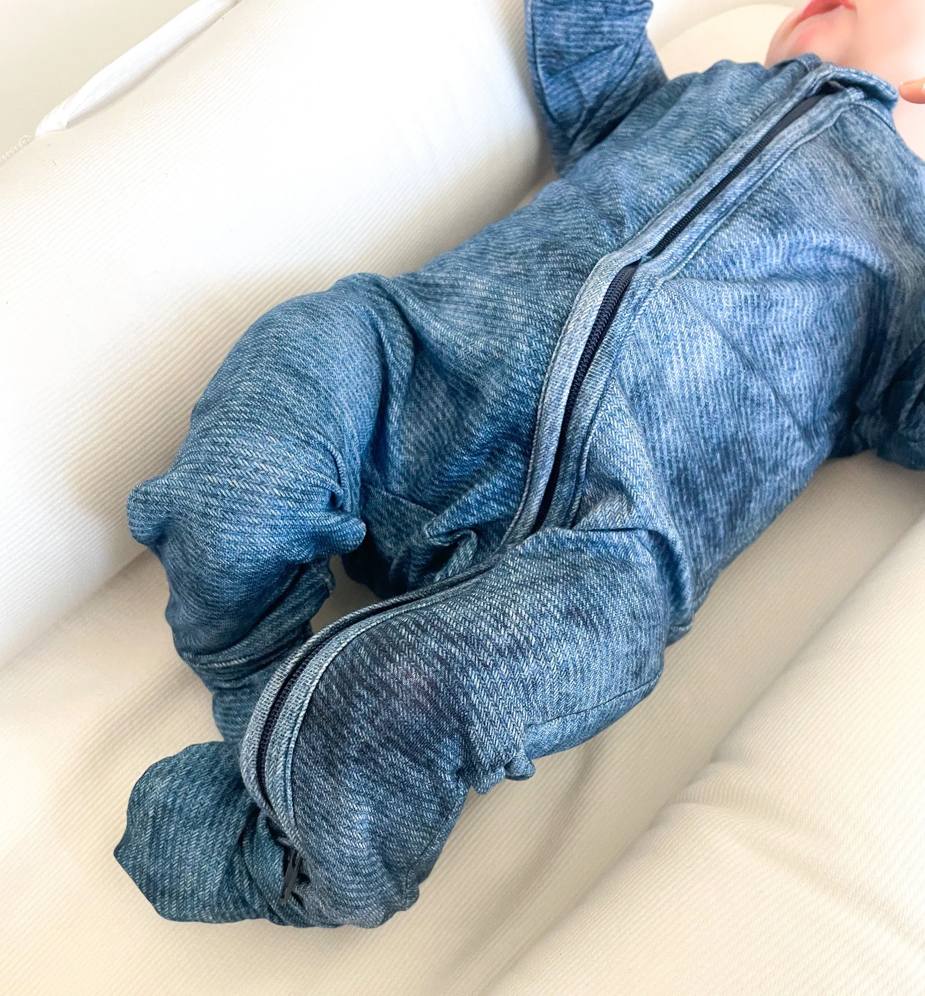 Denim Zip Footie
