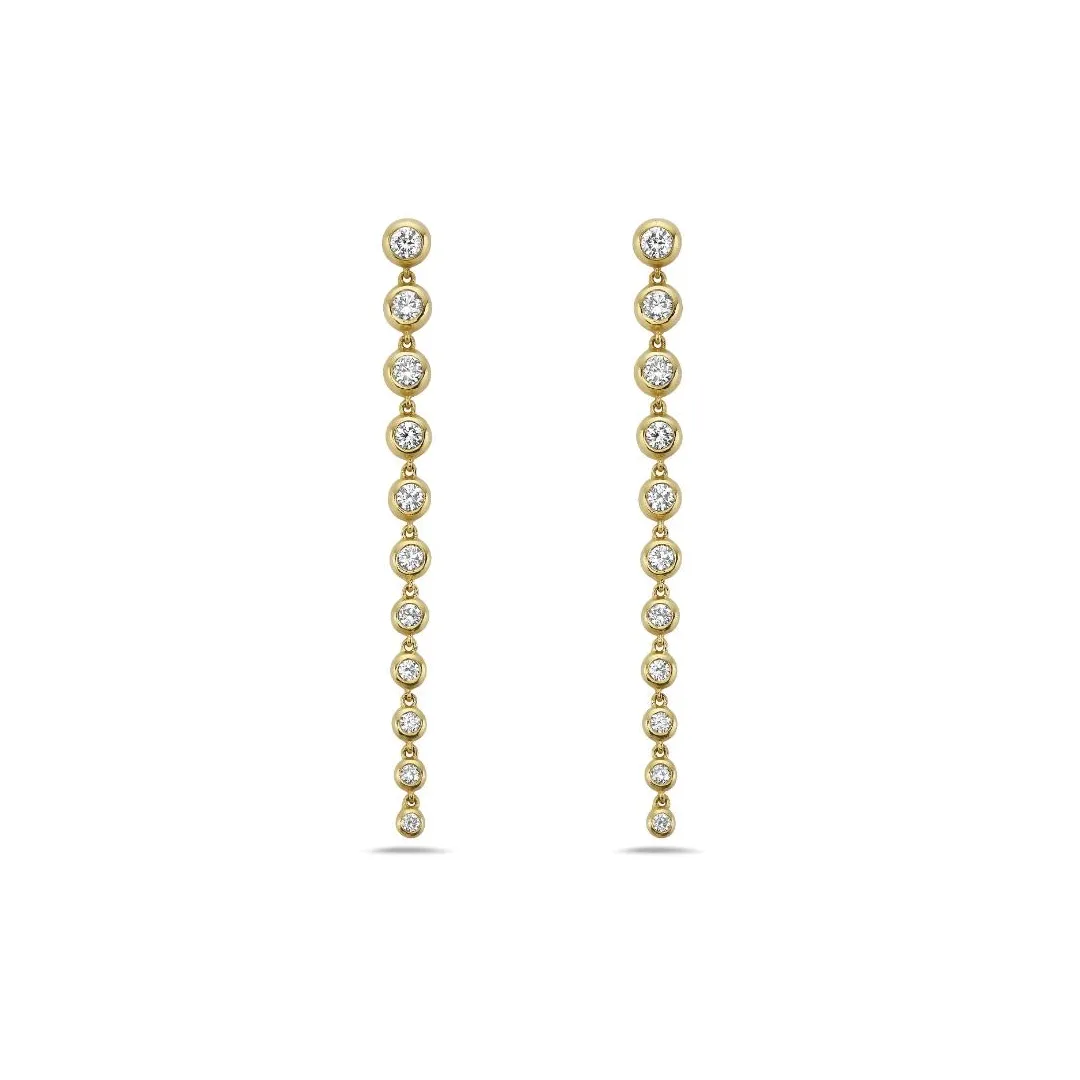 Diamond Bezel Drop Earrings